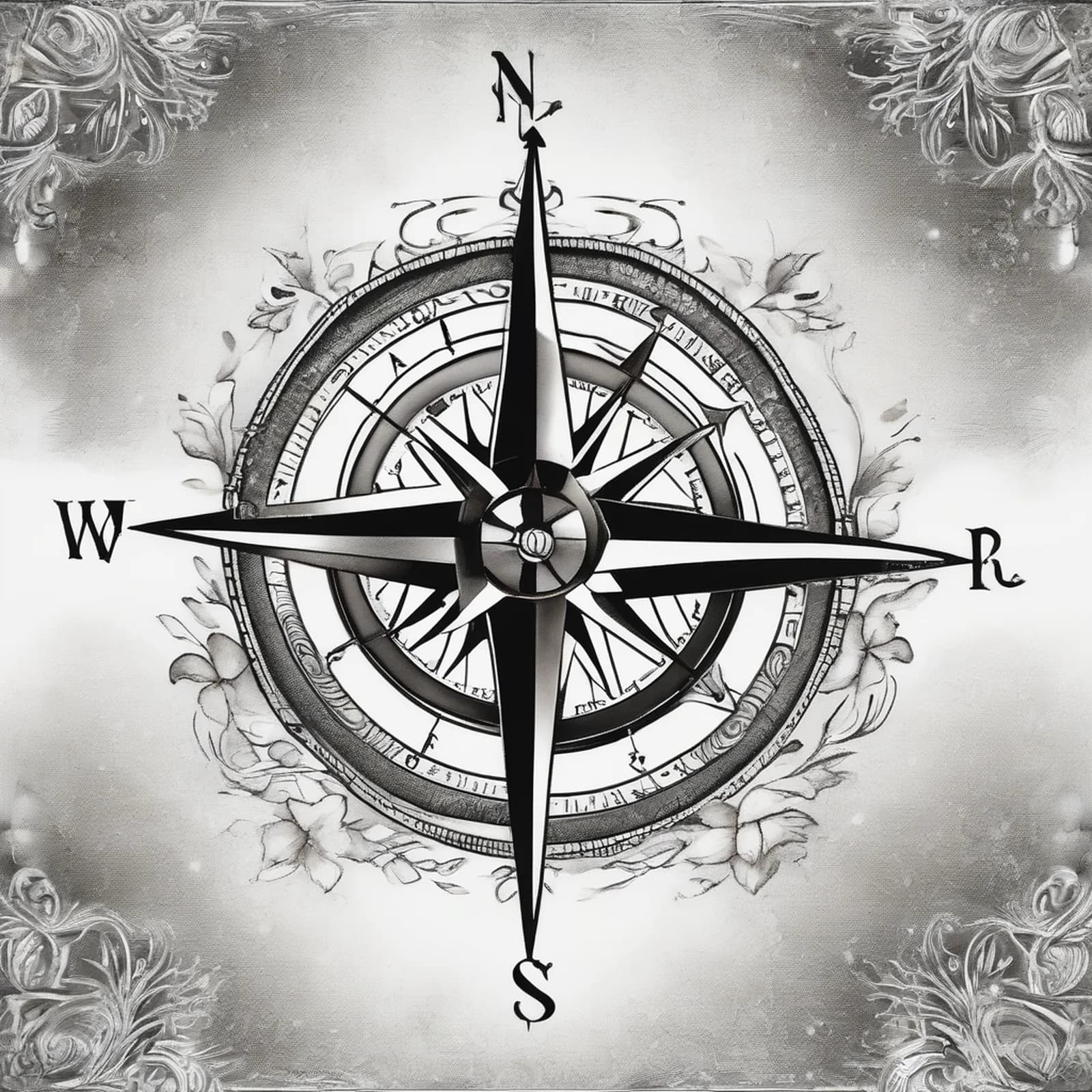 Mariners Compass tattoo design, alternative version 2