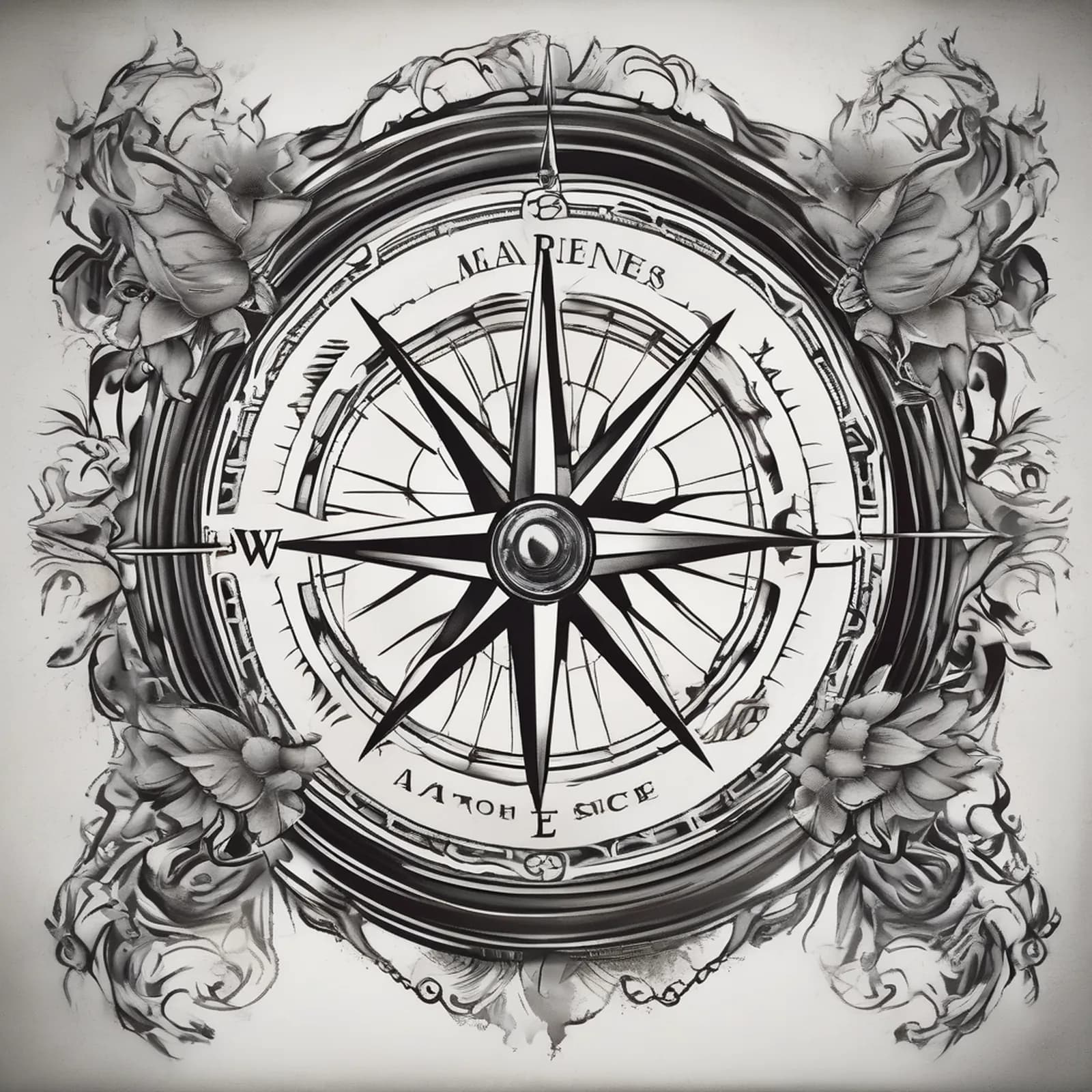 Mariners Compass tattoo design, alternative version 3