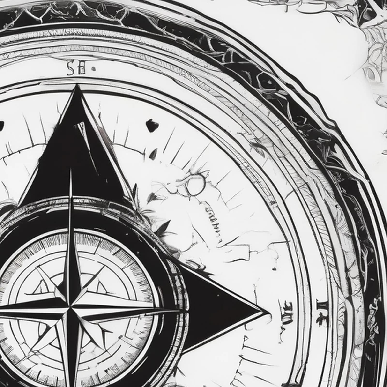 Memorial Compass tattoo design, close-up detail