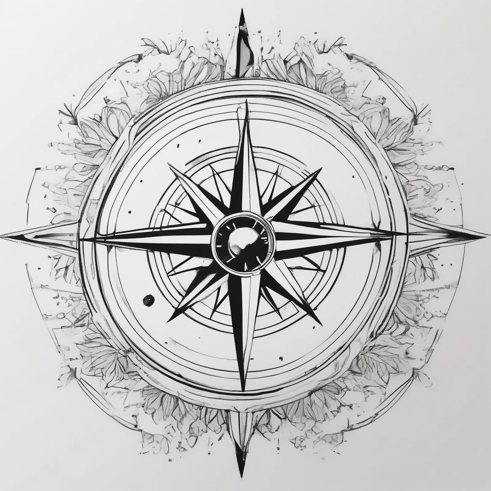 Memorial Compass tattoo design, alternative version 3