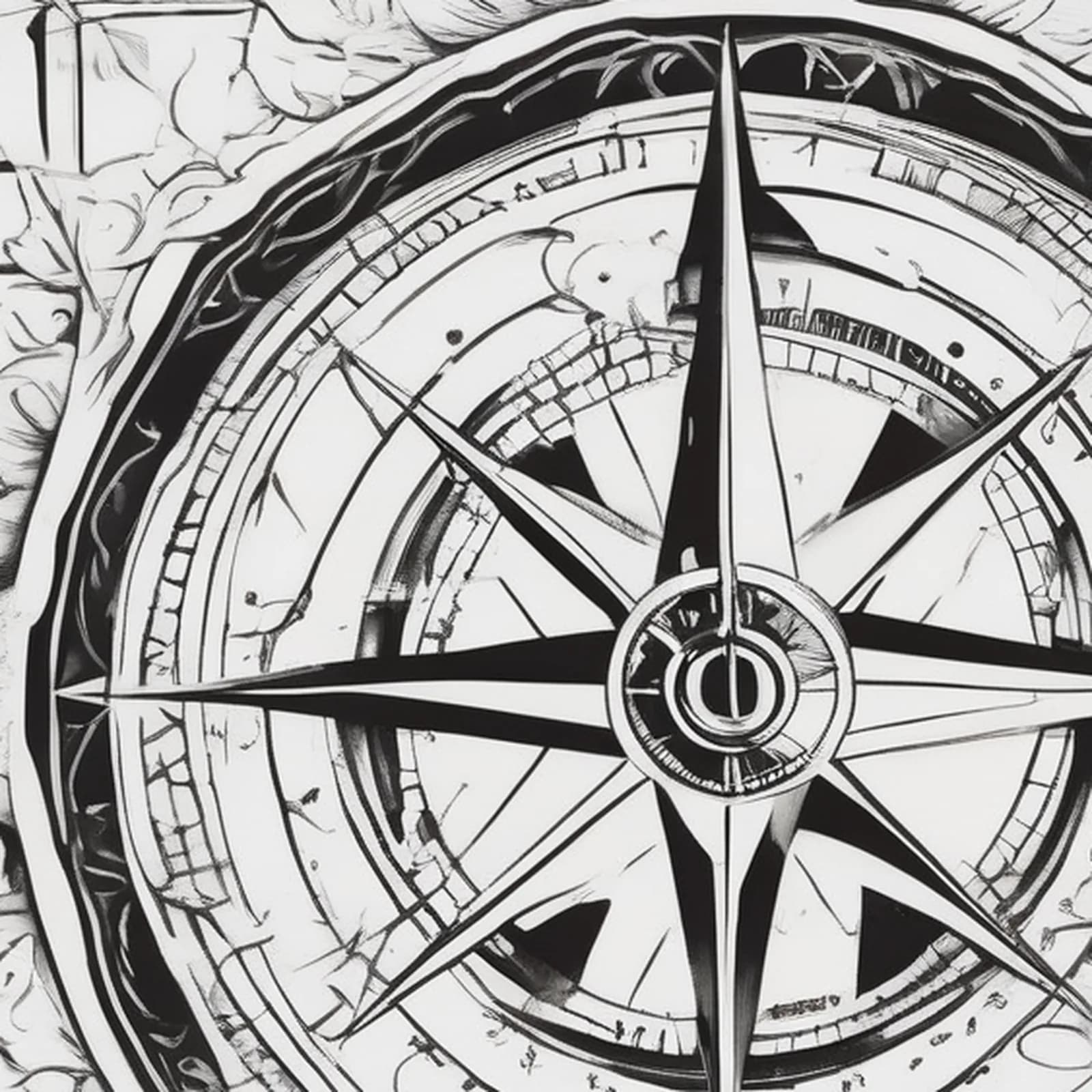 Minimalist Compass tattoo design, close-up detail