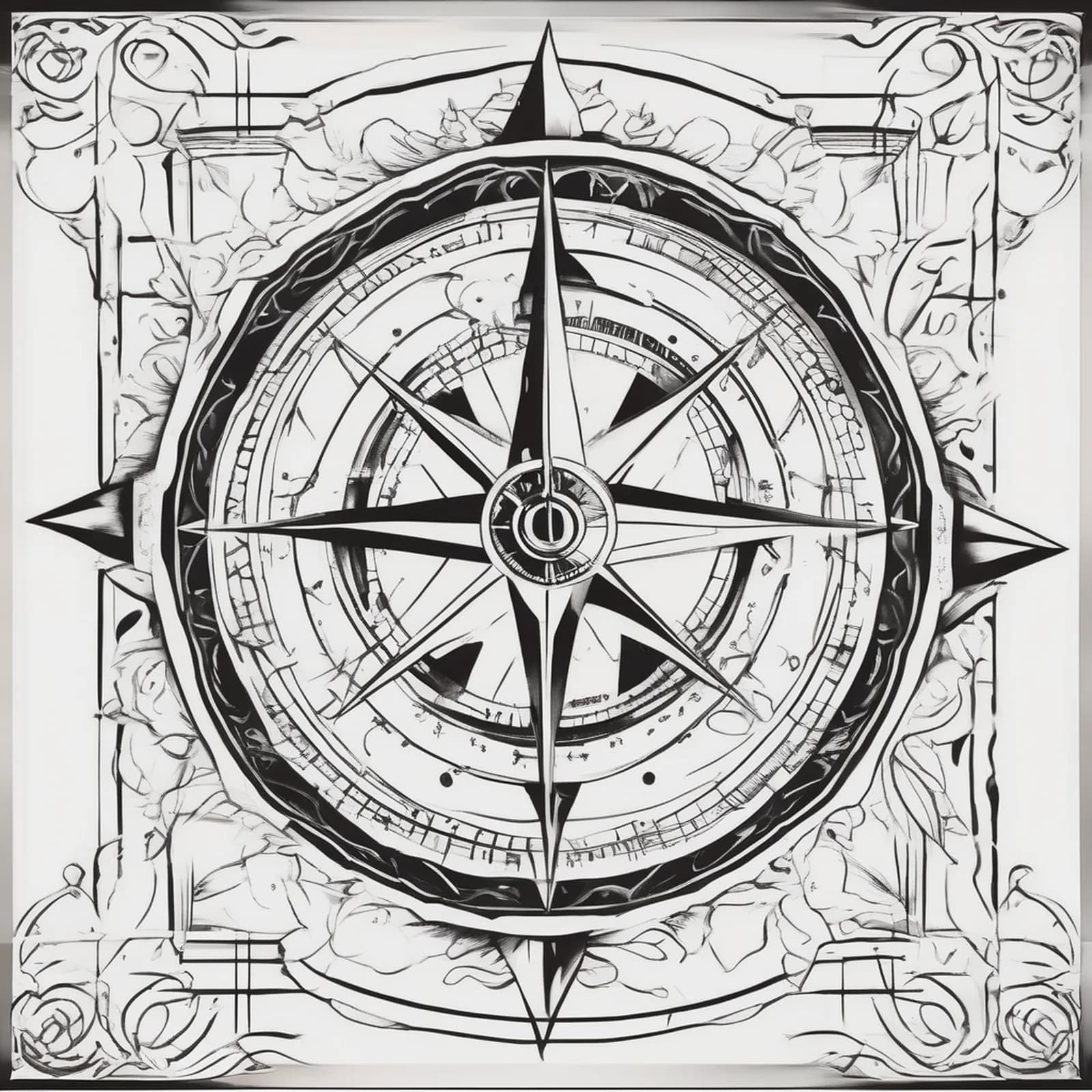 Minimalist Compass tattoo design