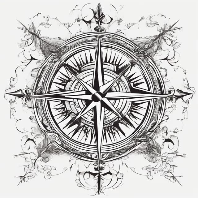 Nautical Compass Rose tattoo design