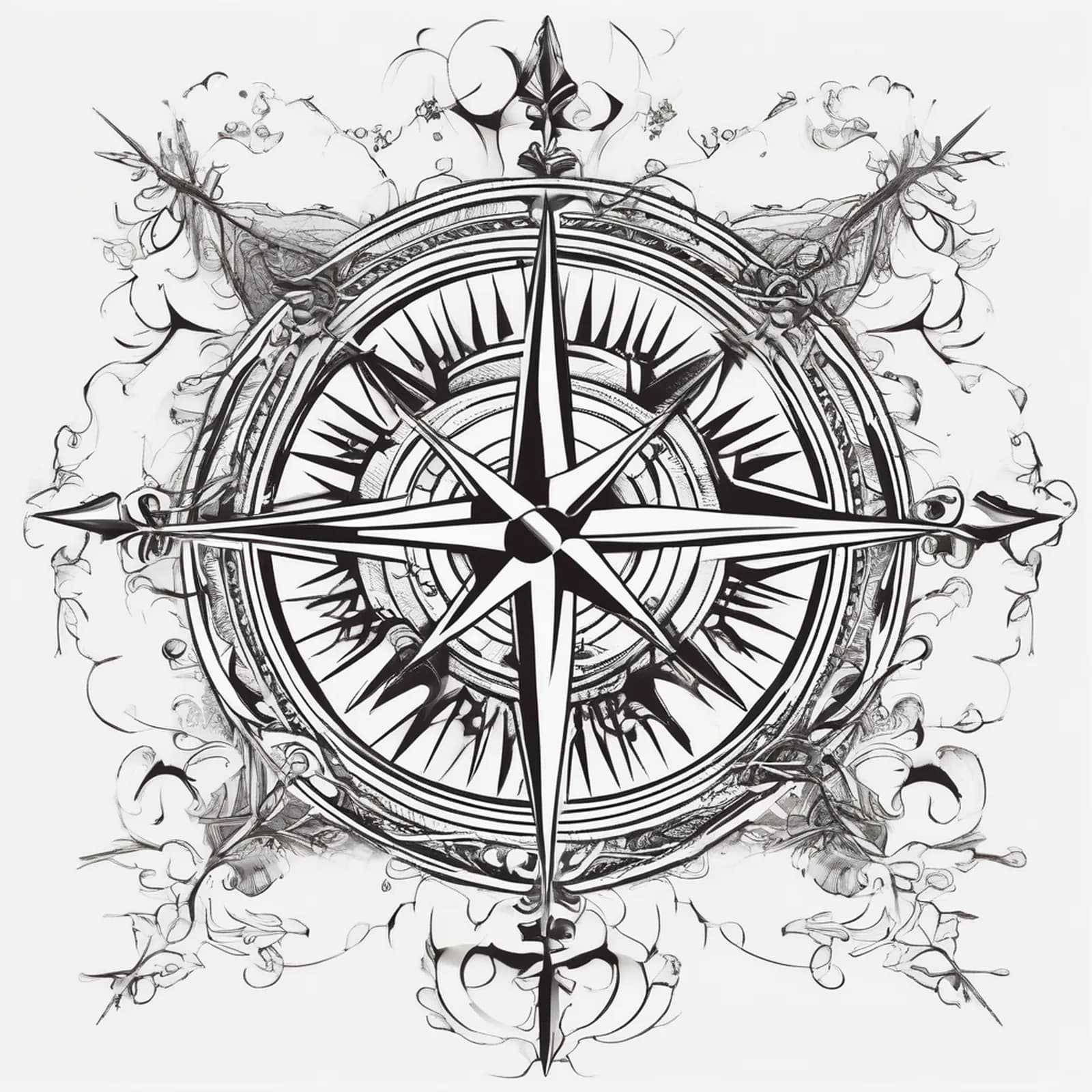 Nautical Compass Rose tattoo design