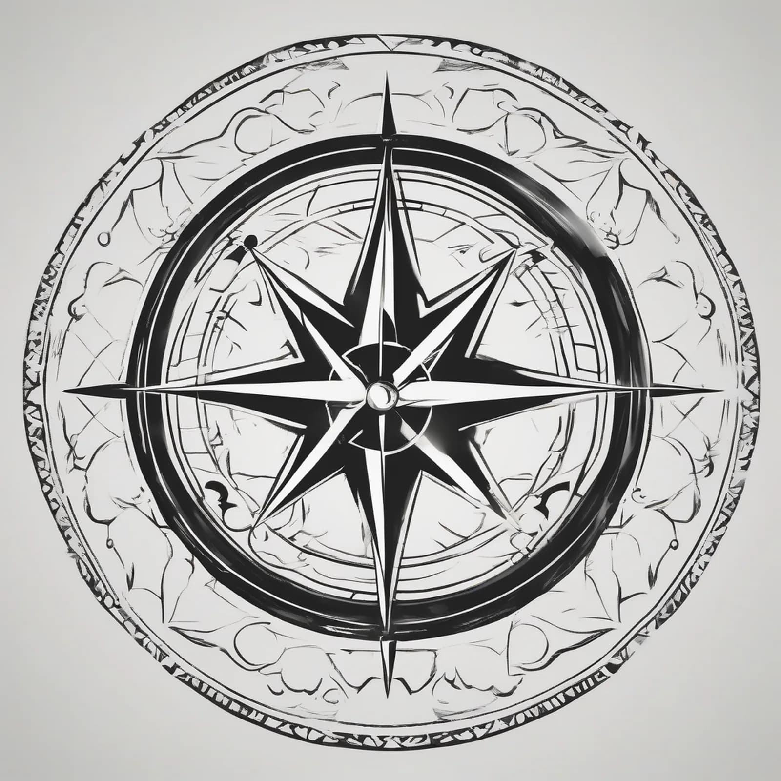 Negative Space Compass tattoo design
