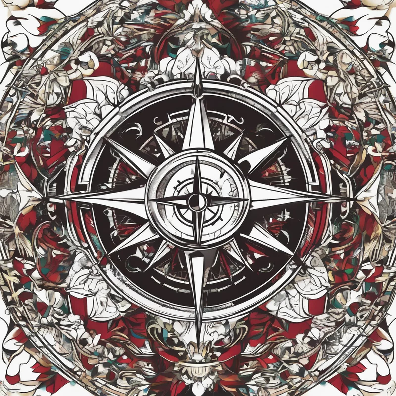 Neo Traditional Compass tattoo design
