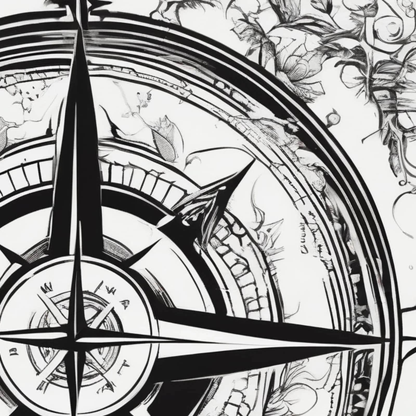 Never Lost Compass tattoo design, close-up detail