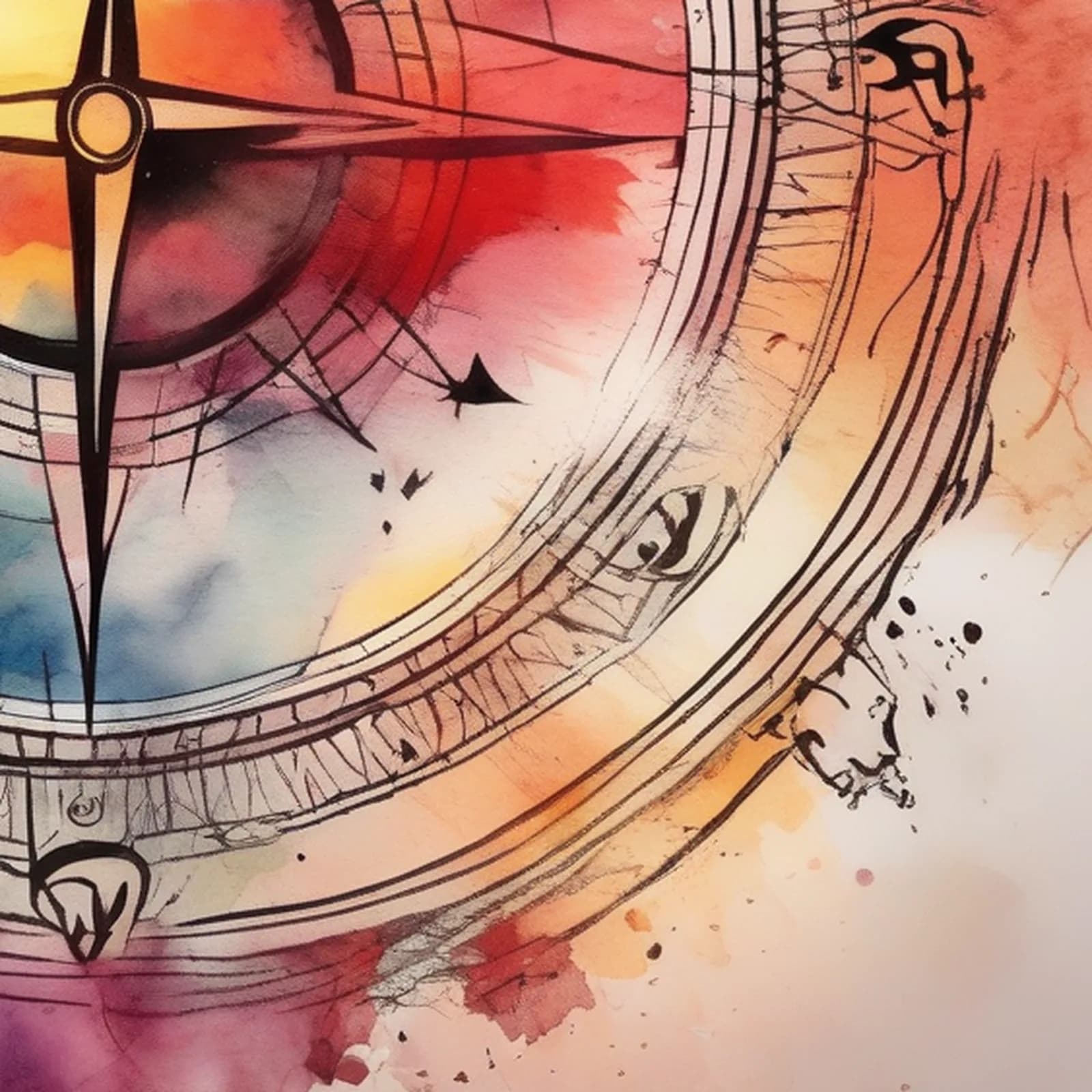 New Beginnings Compass tattoo design, close-up detail