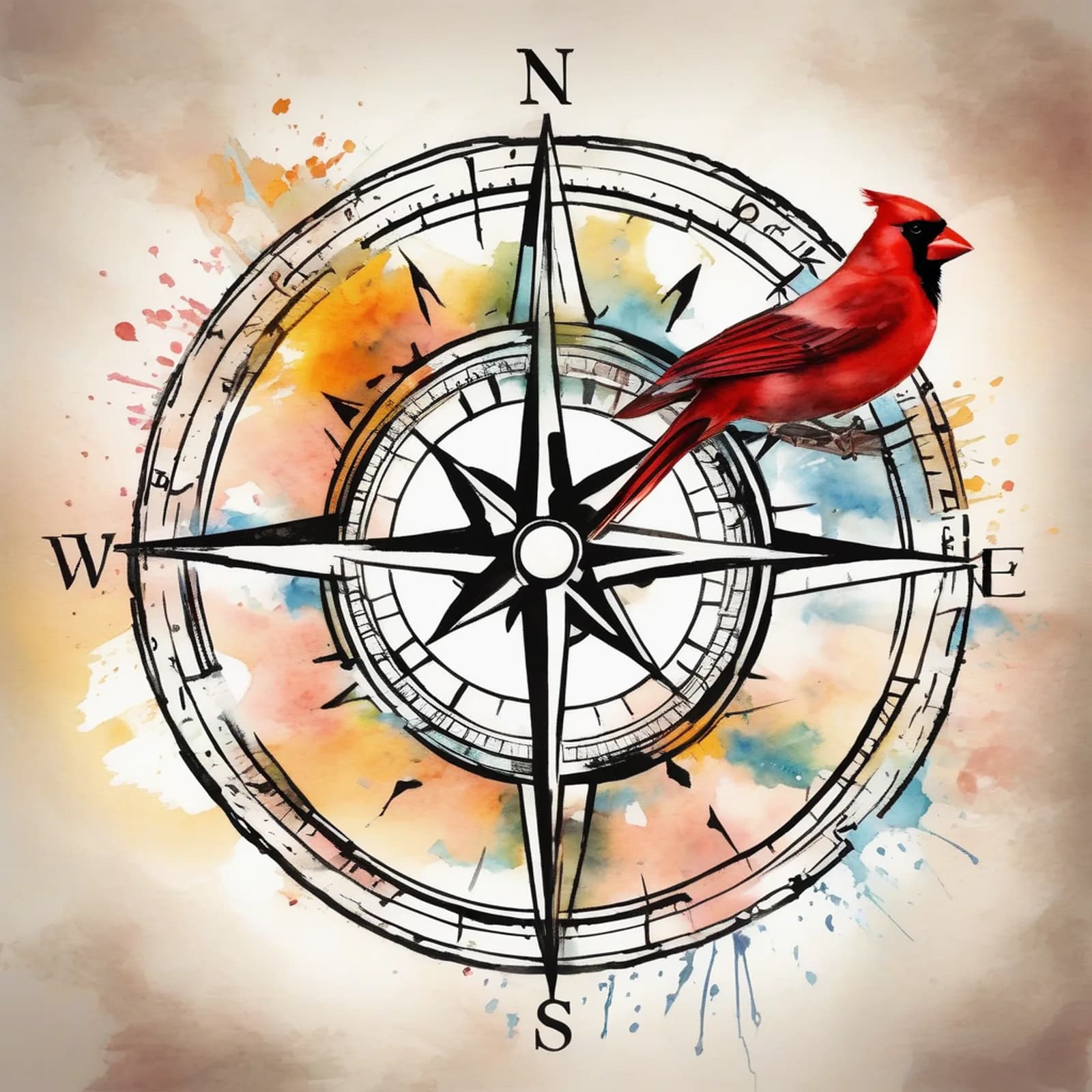 New Beginnings Compass tattoo design, alternative version 3