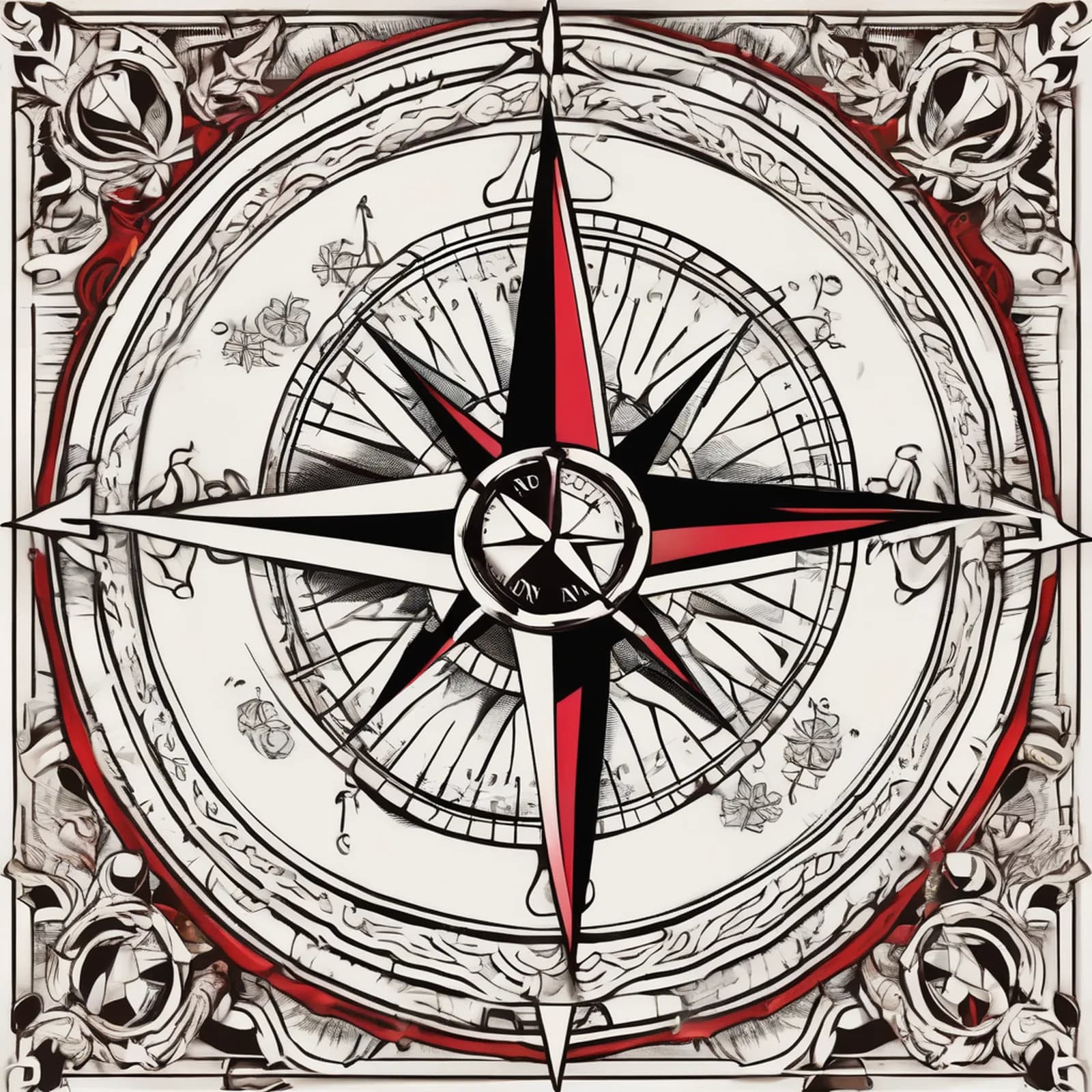 Old School Compass tattoo design
