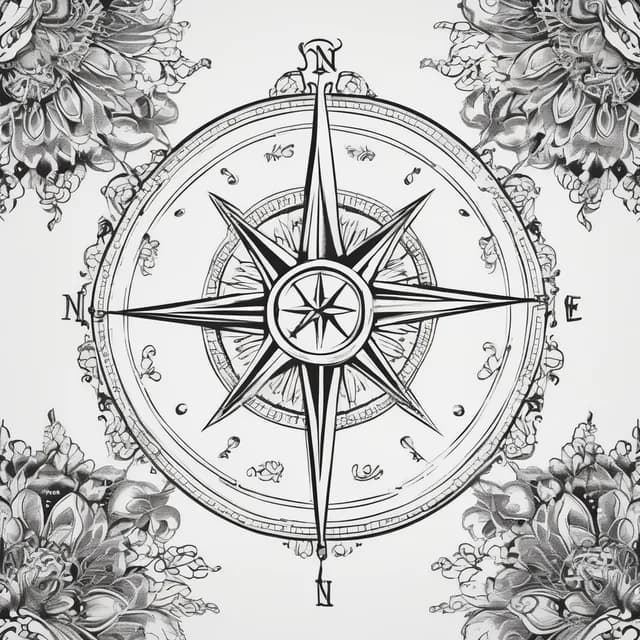 Ornamental Compass tattoo design