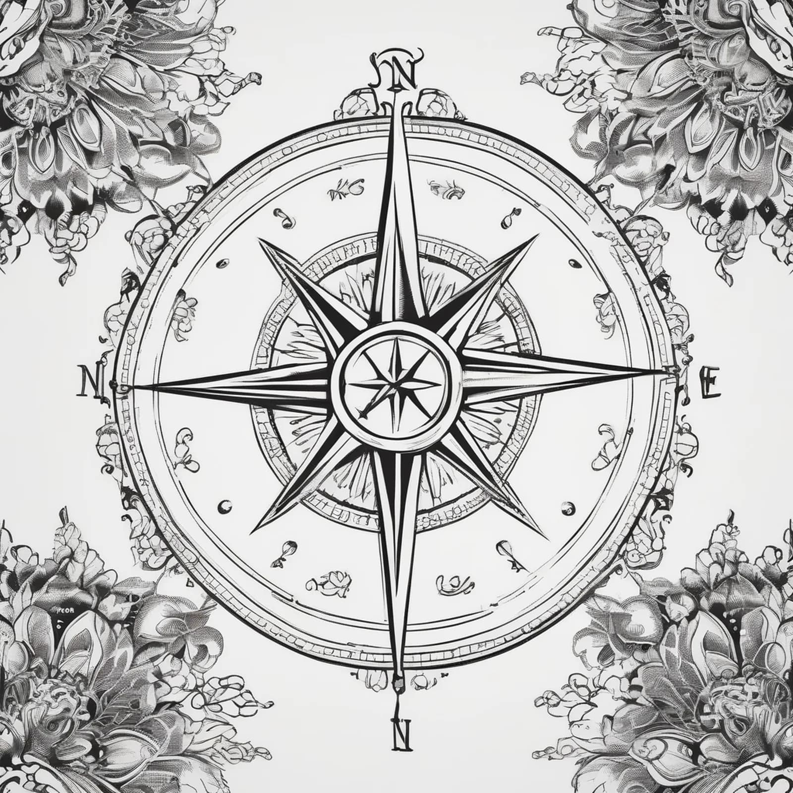 Ornamental Compass tattoo design