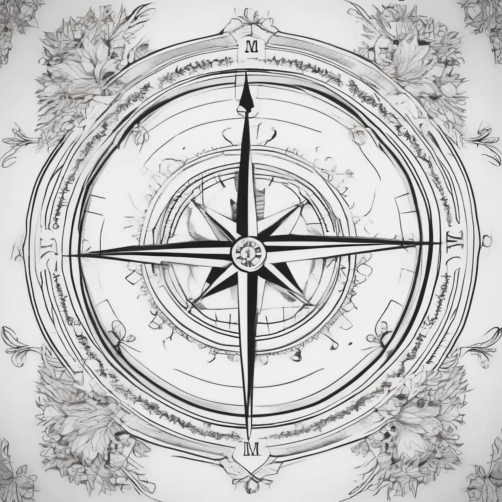 Simple Needle Compass tattoo design