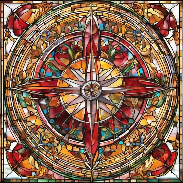 Stained Glass Compass tattoo design