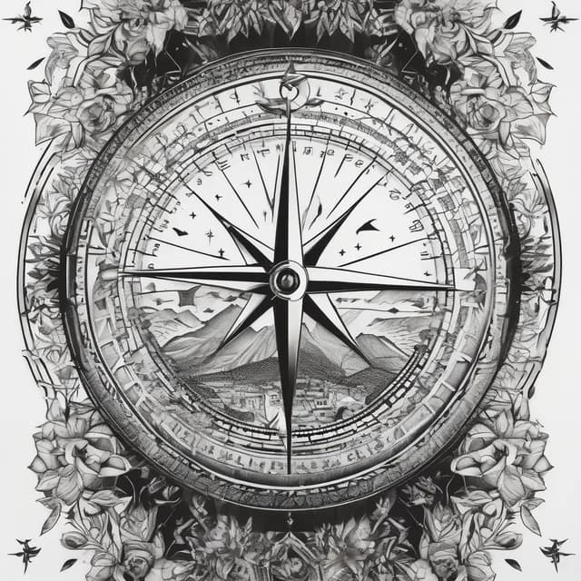 Sundial Compass tattoo design