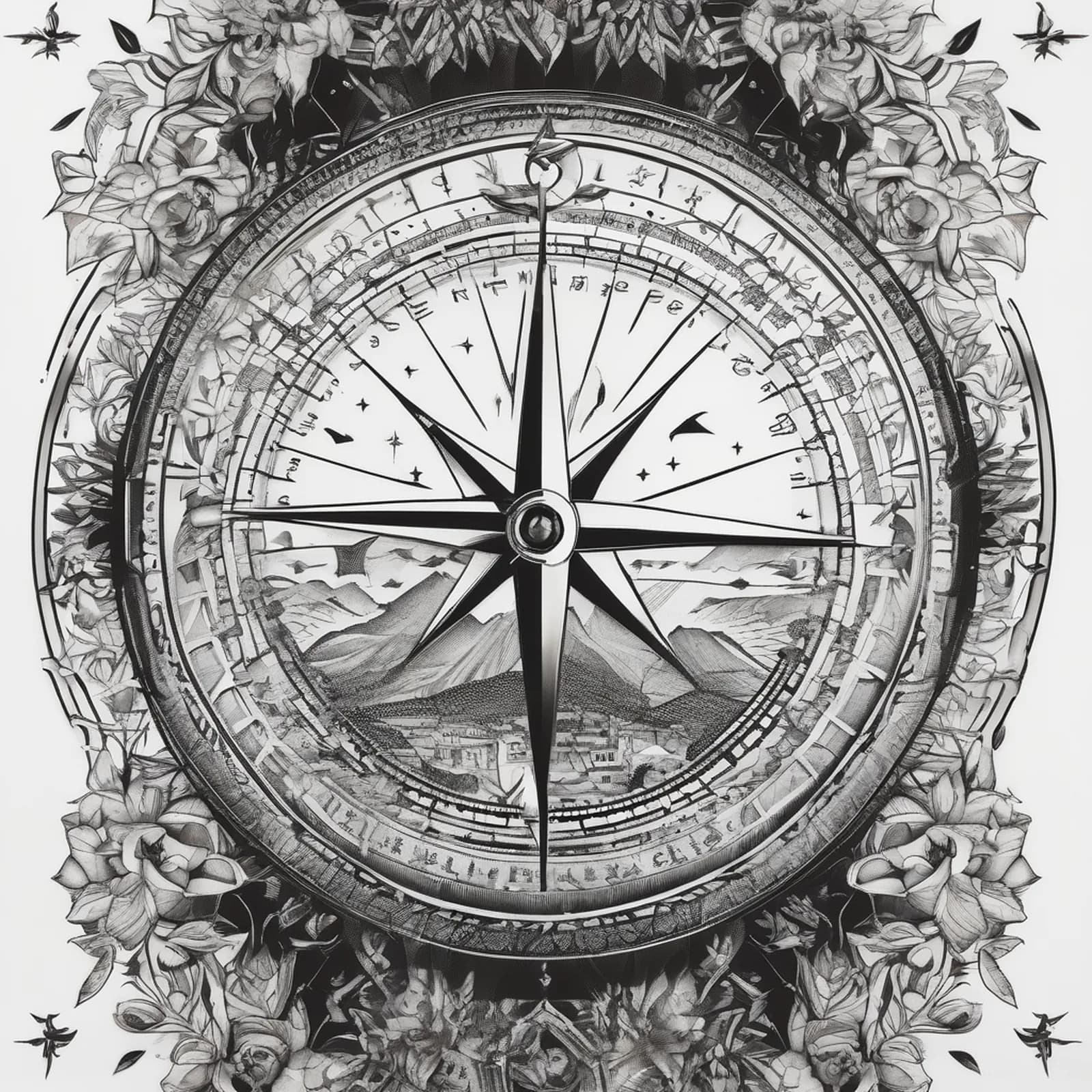 Sundial Compass tattoo design