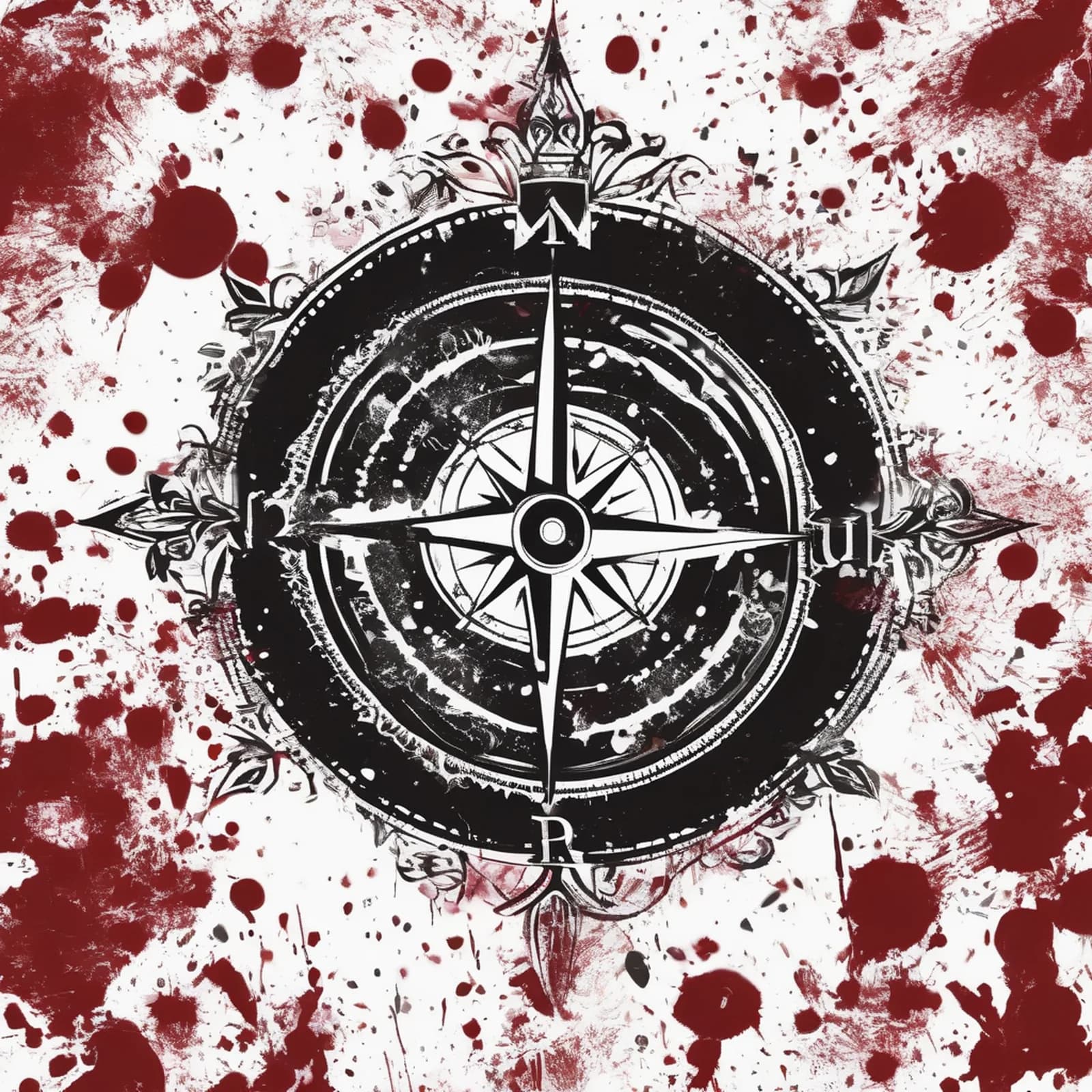 Trash Polka Compass tattoo design