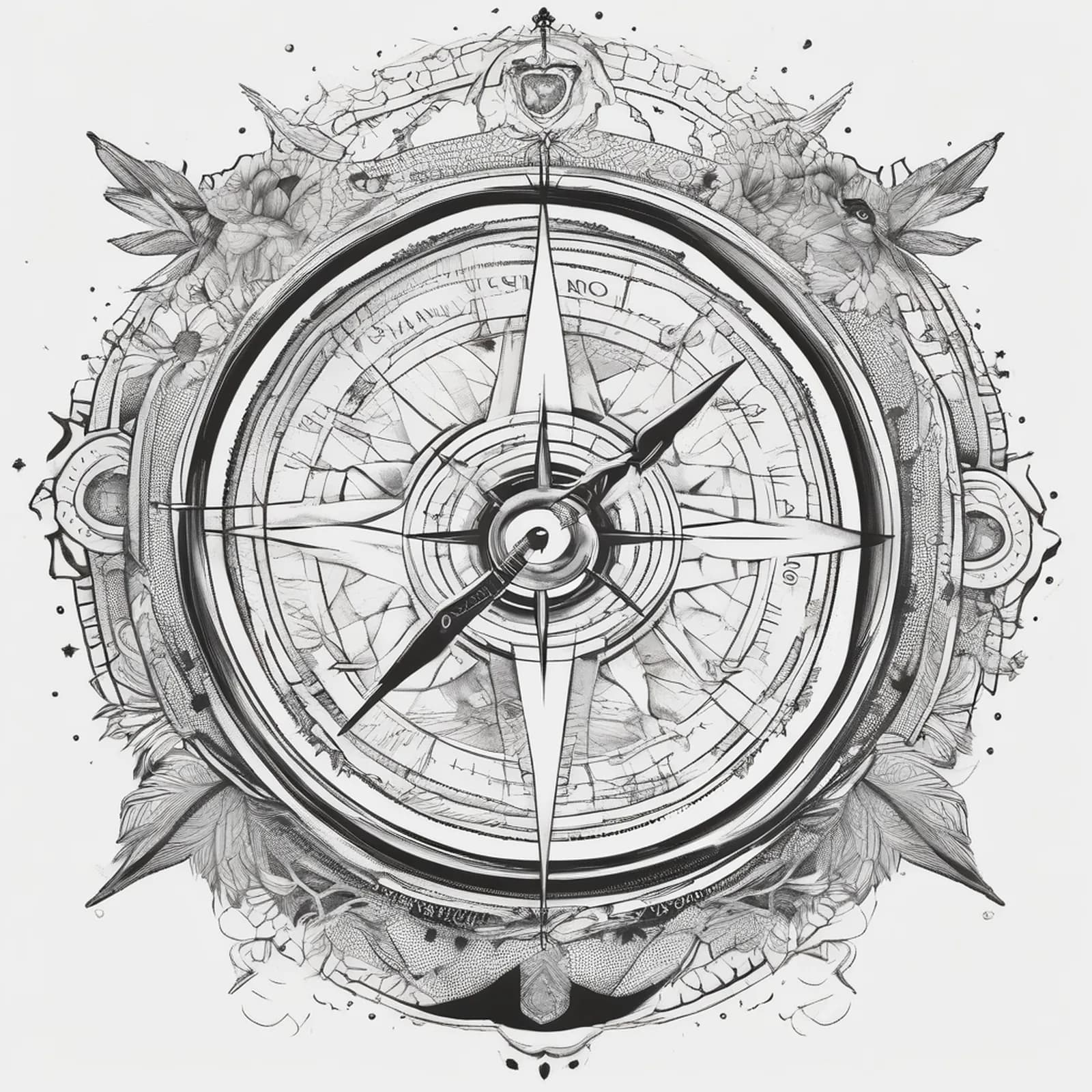 Travel Memory Compass tattoo design