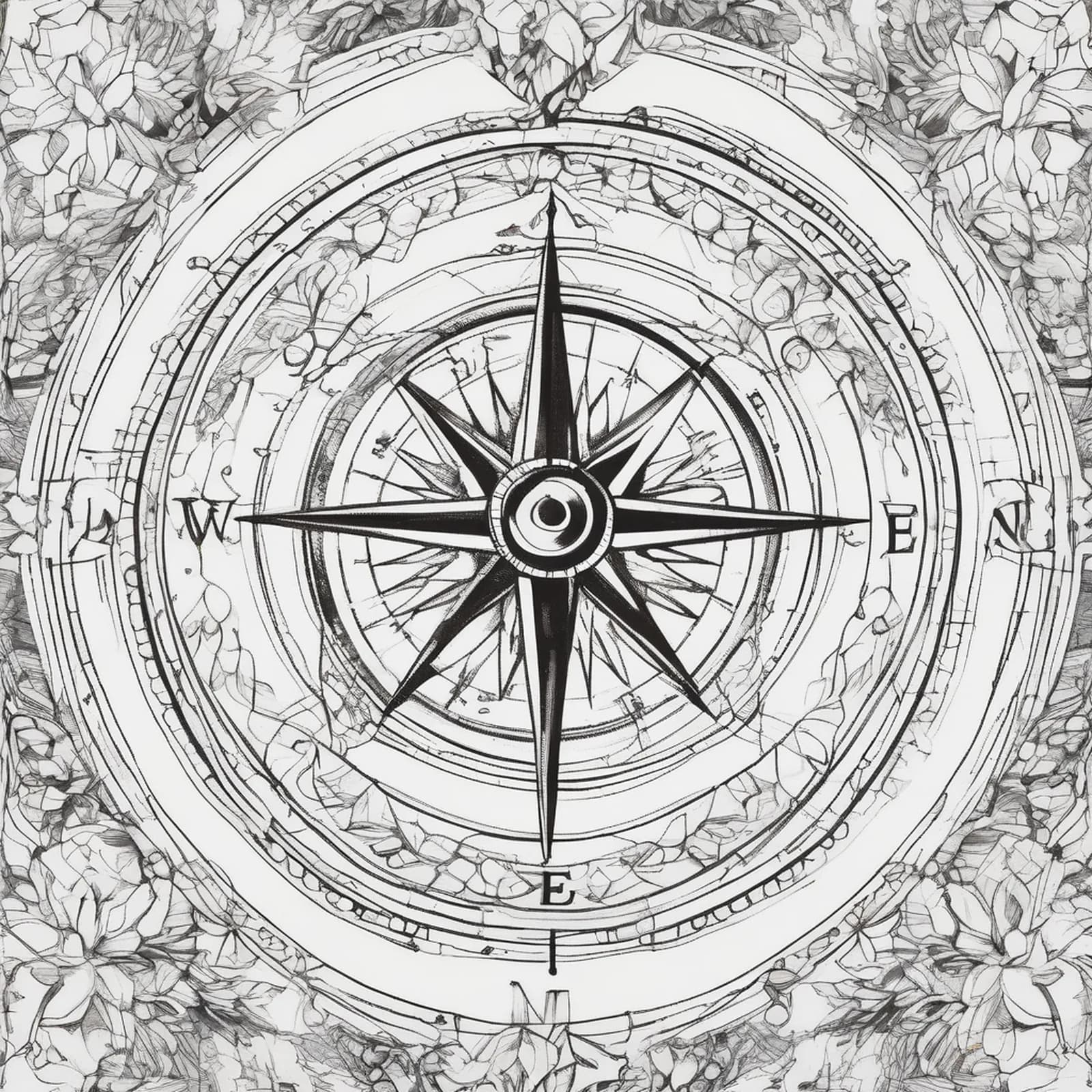 Travel Memory Compass tattoo design, alternative version 4