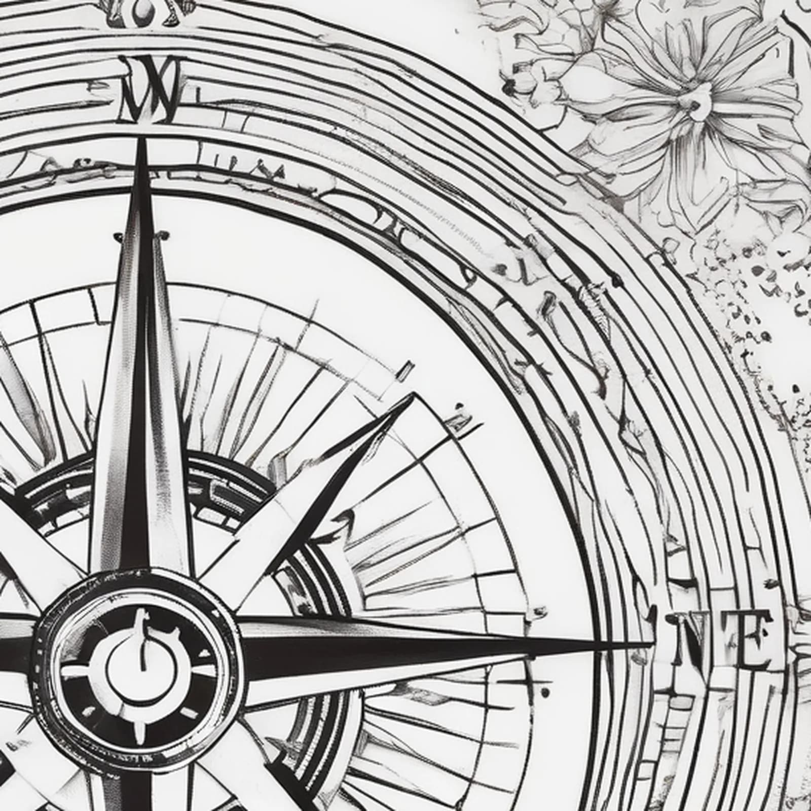 Wanderlust Compass tattoo design, close-up detail