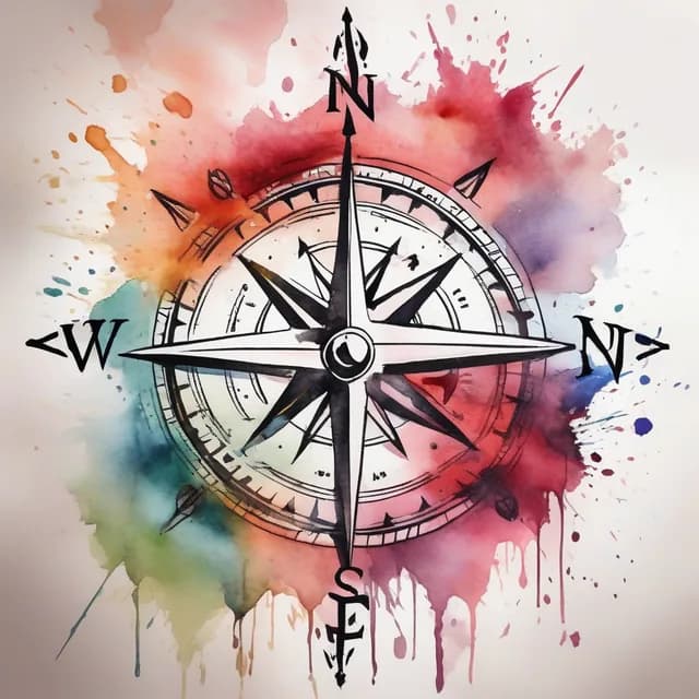 Watercolor Compass tattoo design