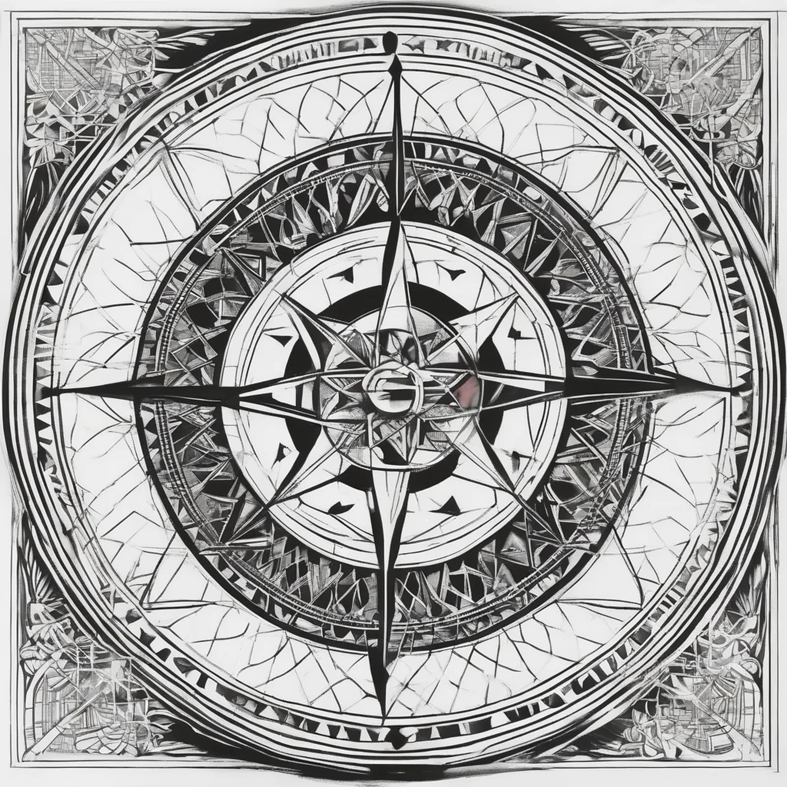 Wind Rose Chart tattoo design, alternative version 2