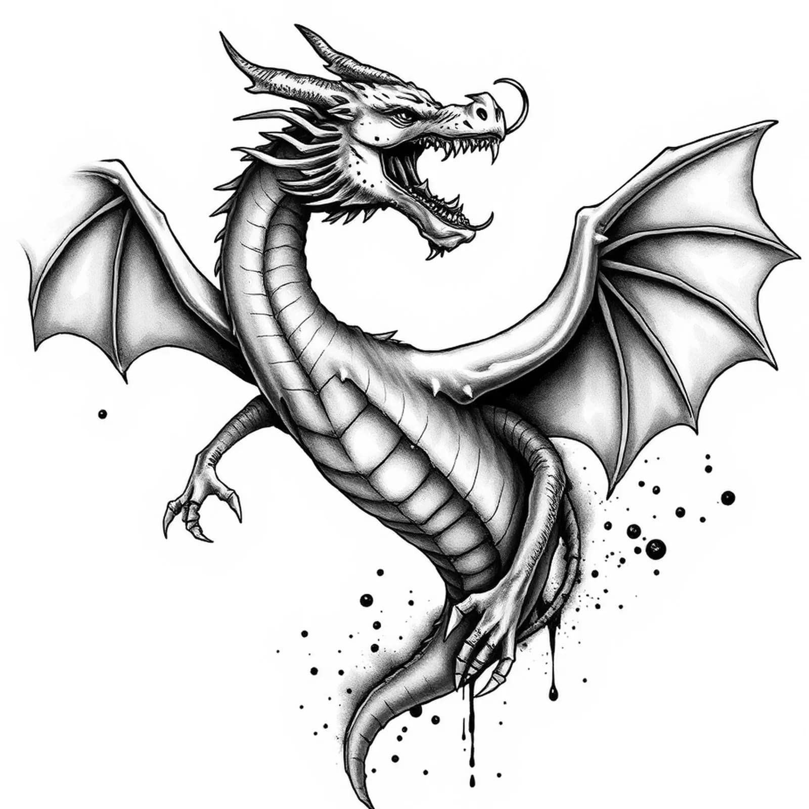 3D Dragon Bursting from Chest tattoo design