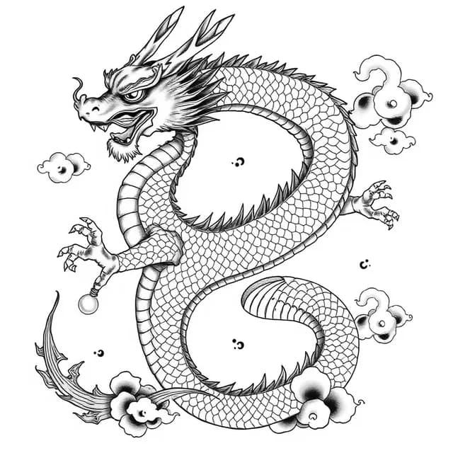 Chinese Celestial Dragon Full Back tattoo design
