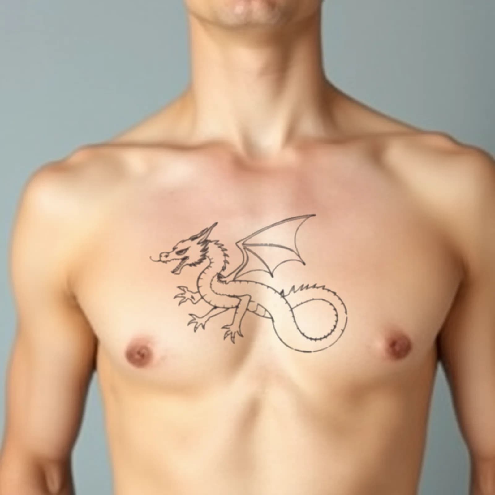 Delicate Dragon on Collarbone tattoo shown on the collarbone
