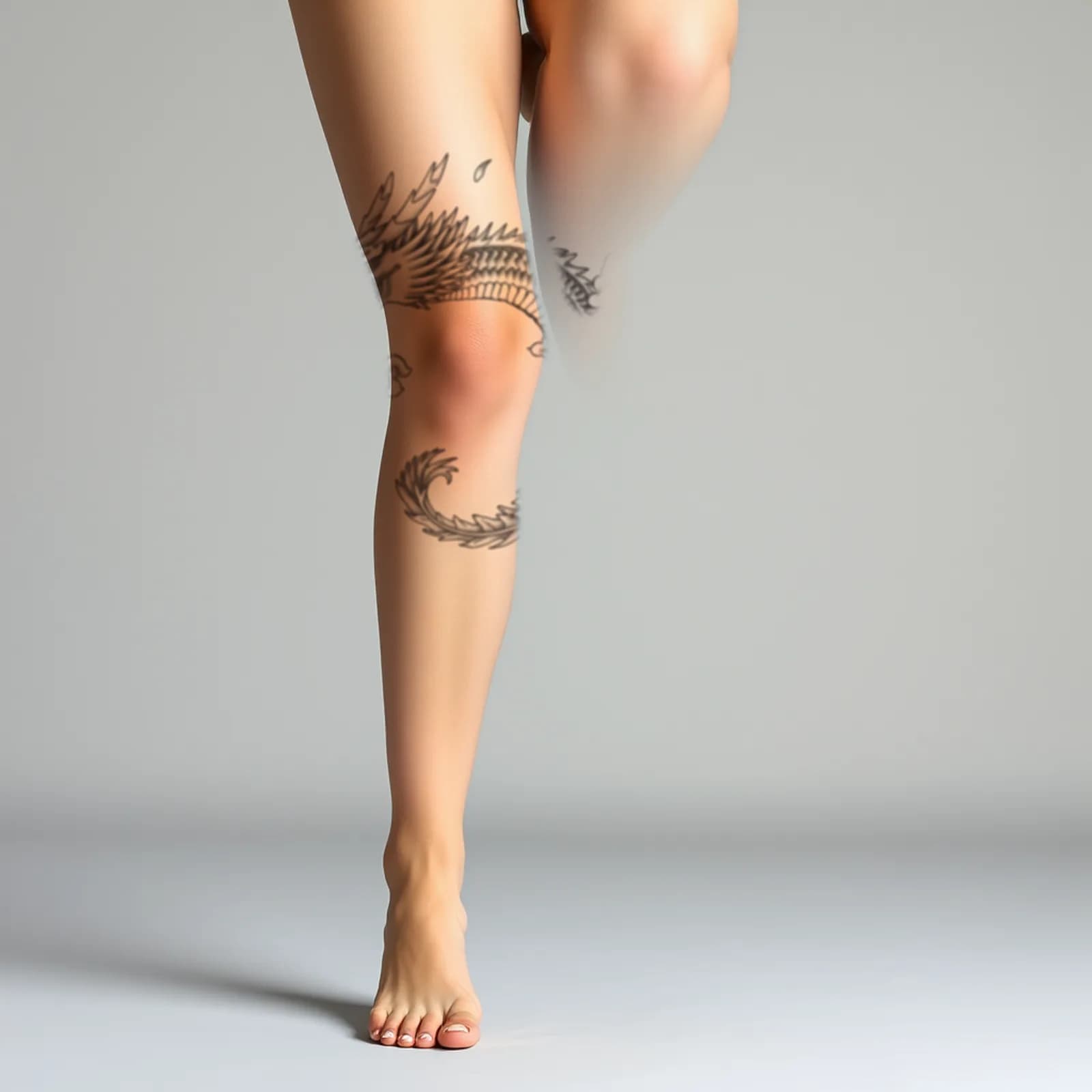 Dragon Full Leg Sleeve tattoo shown on the full leg