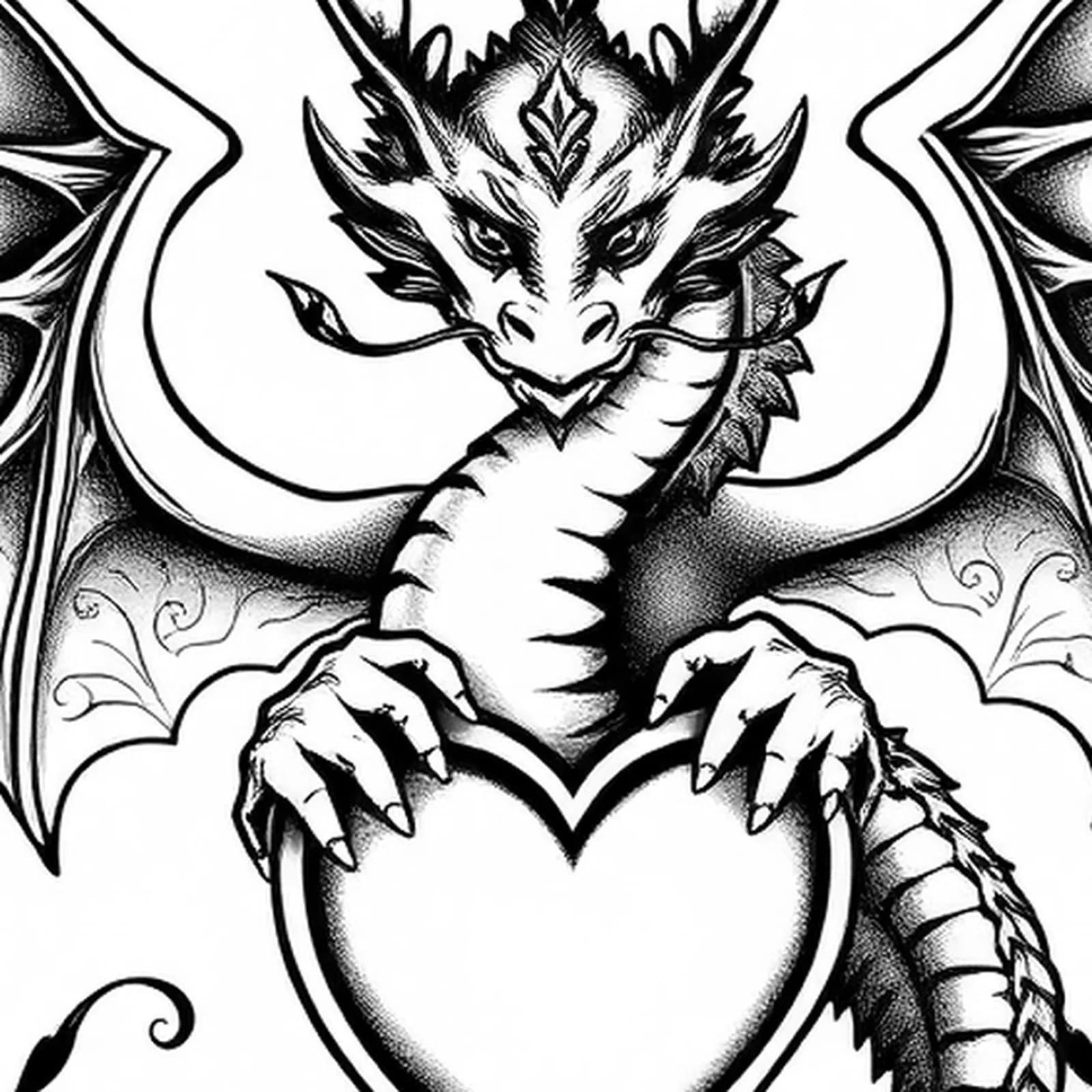 Dragon Guarding Family Symbol tattoo design, close-up detail