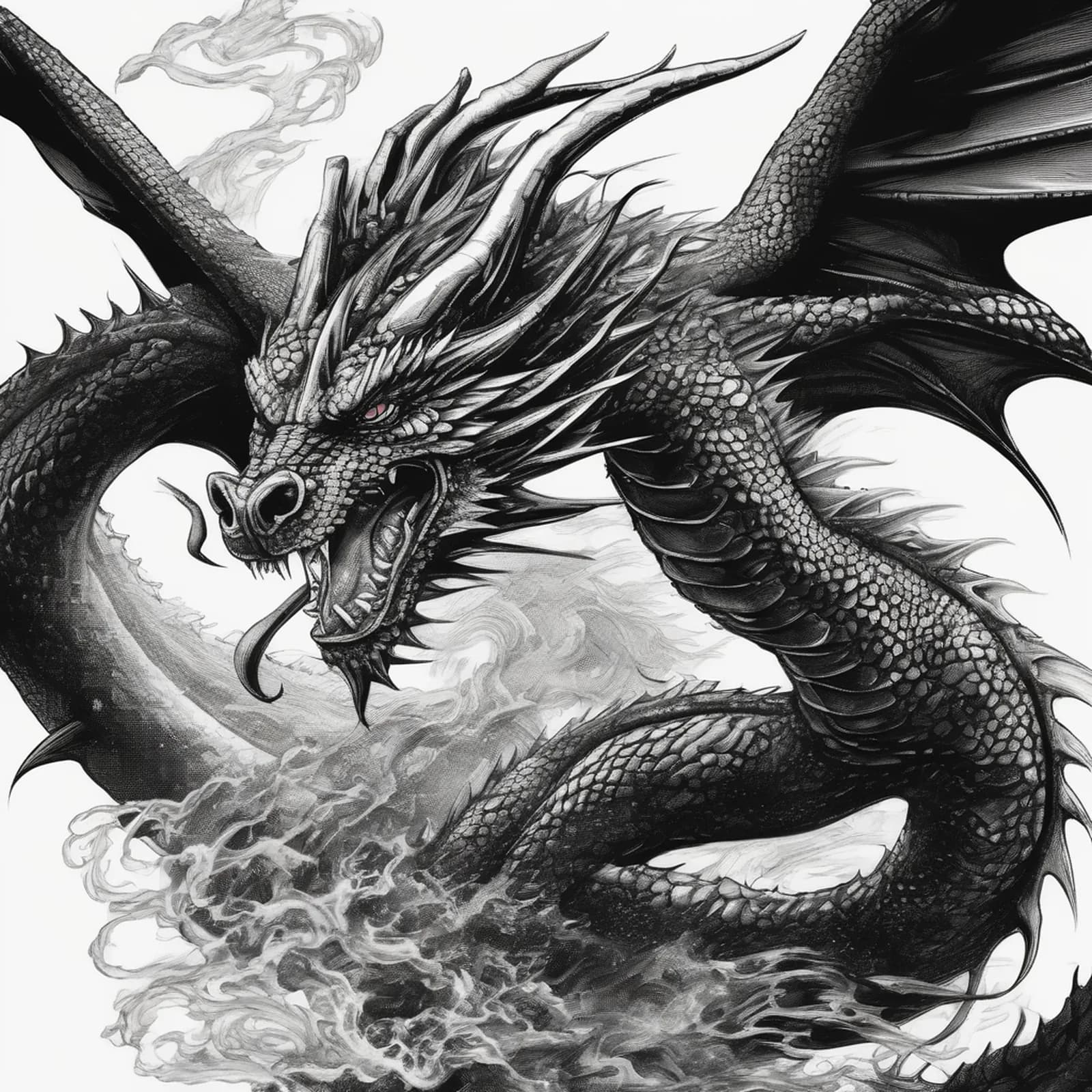 Dragon Neck Piece tattoo design, alternative version 2