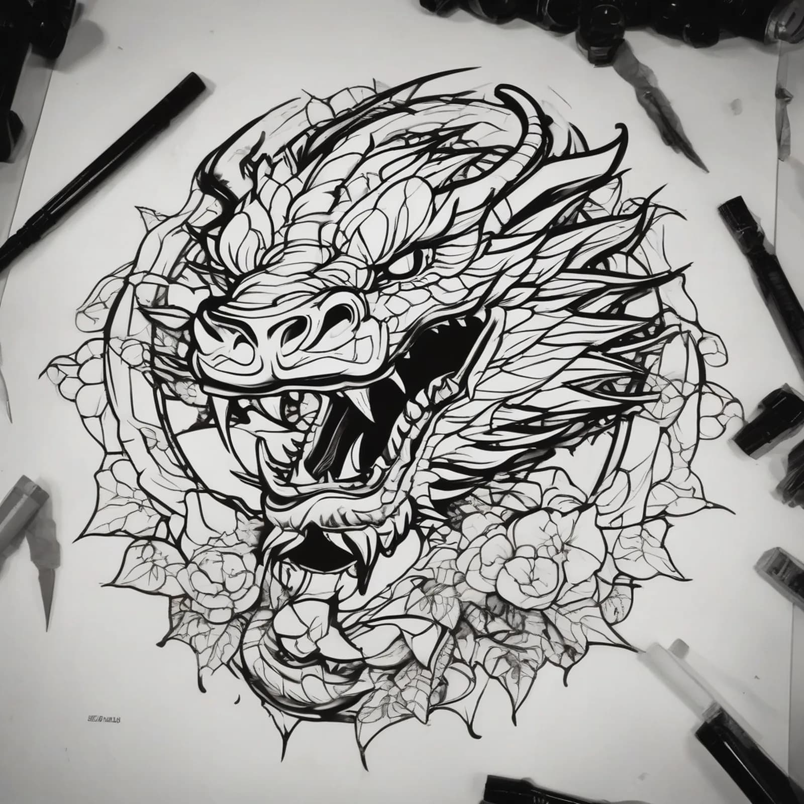 Dragon Silhouette on Hip tattoo design, alternative version 2