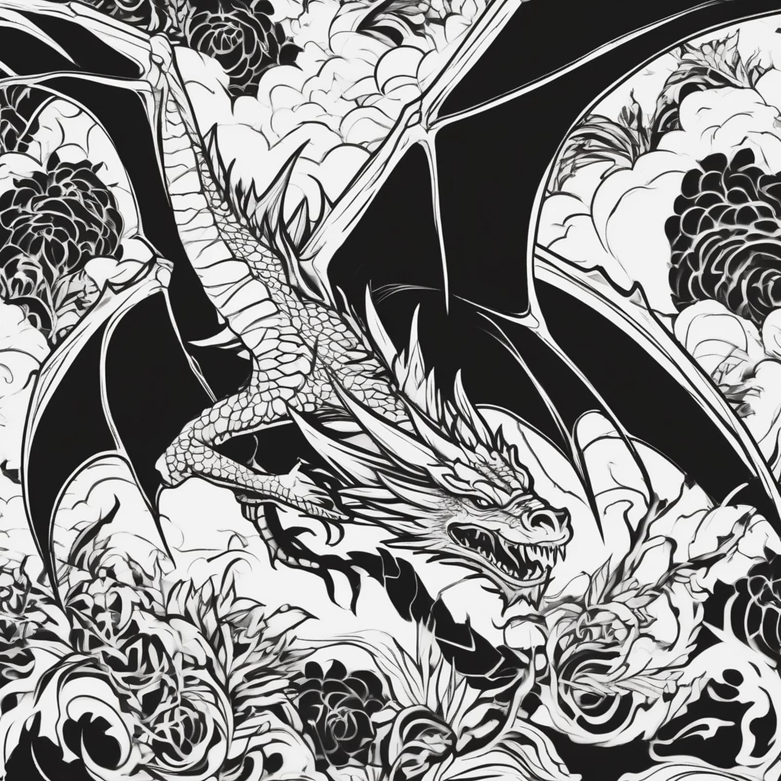 Dragon Silhouette on Hip tattoo design, alternative version 3