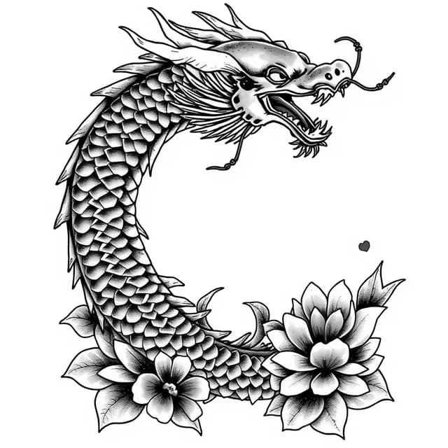 Koi to Dragon Transformation tattoo design