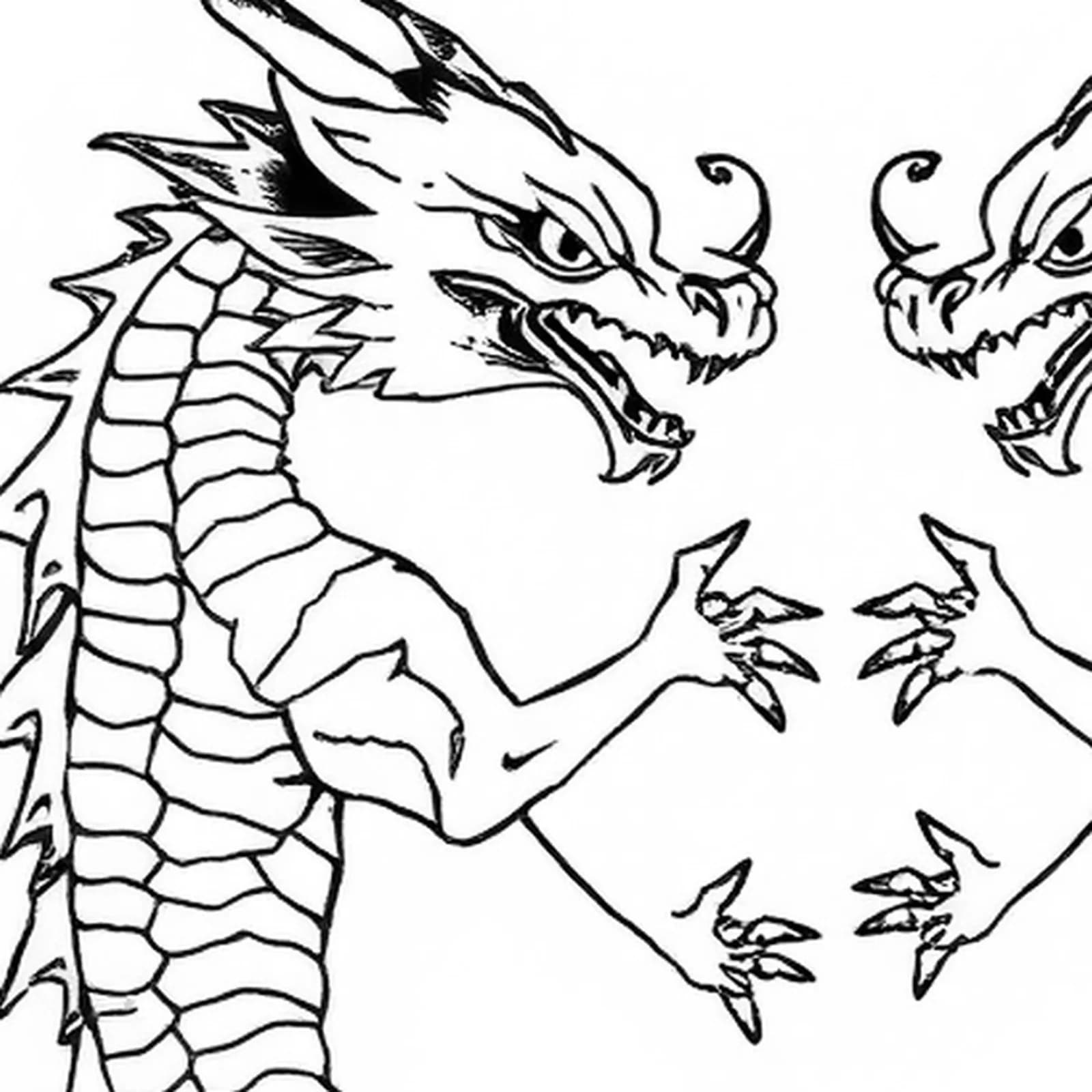 Matching Twin Dragons tattoo design, close-up detail