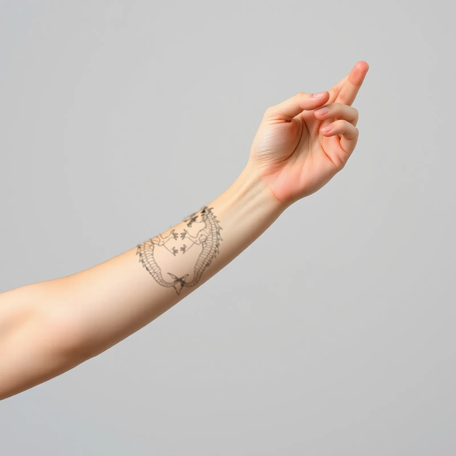 Matching Twin Dragons tattoo shown on the wrist
