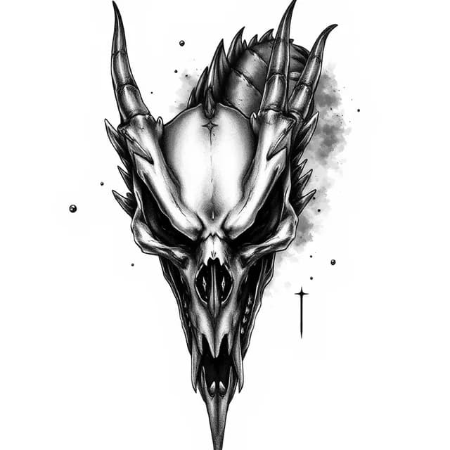 Realistic Dragon Skull tattoo design