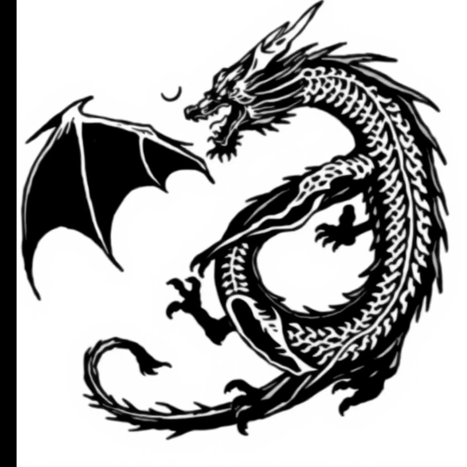 Solid Blackwork Dragon Back tattoo design