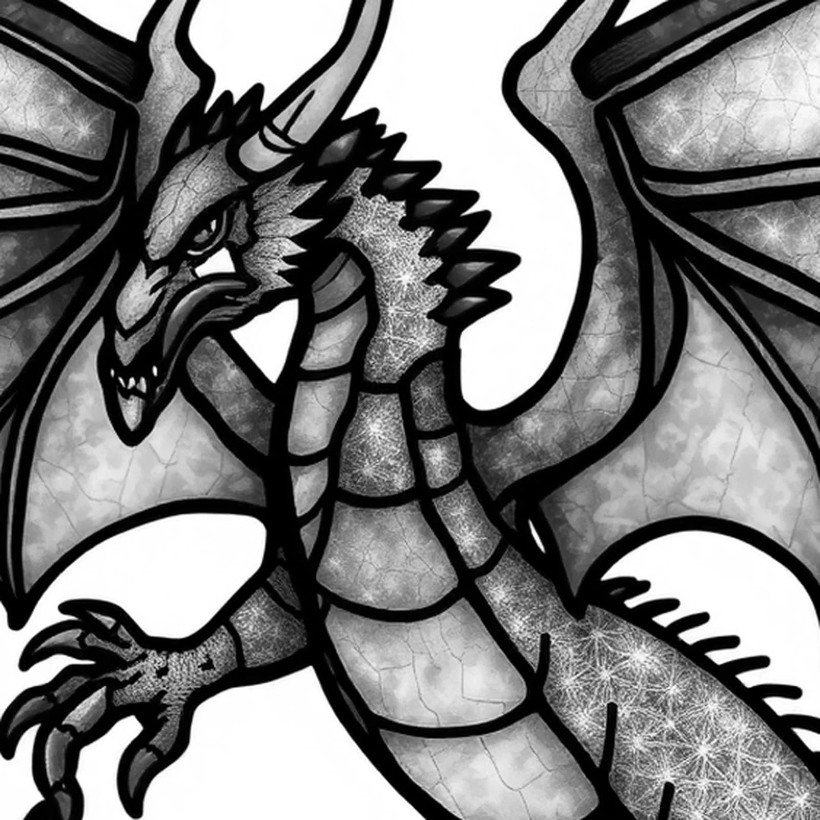 Stained Glass Dragon tattoo design, close-up detail