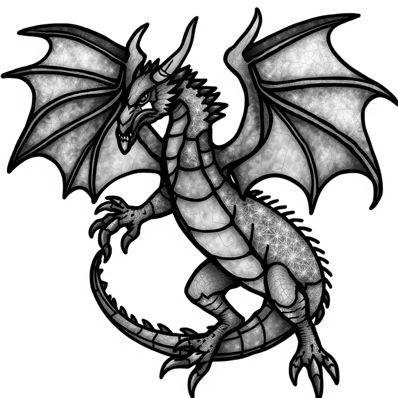 Stained Glass Dragon tattoo design