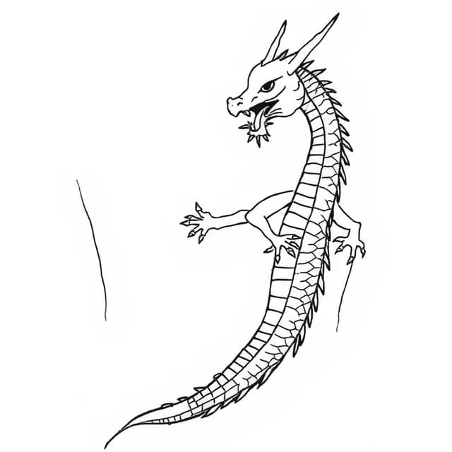 Vertical Fine Line Dragon on Ribs tattoo design