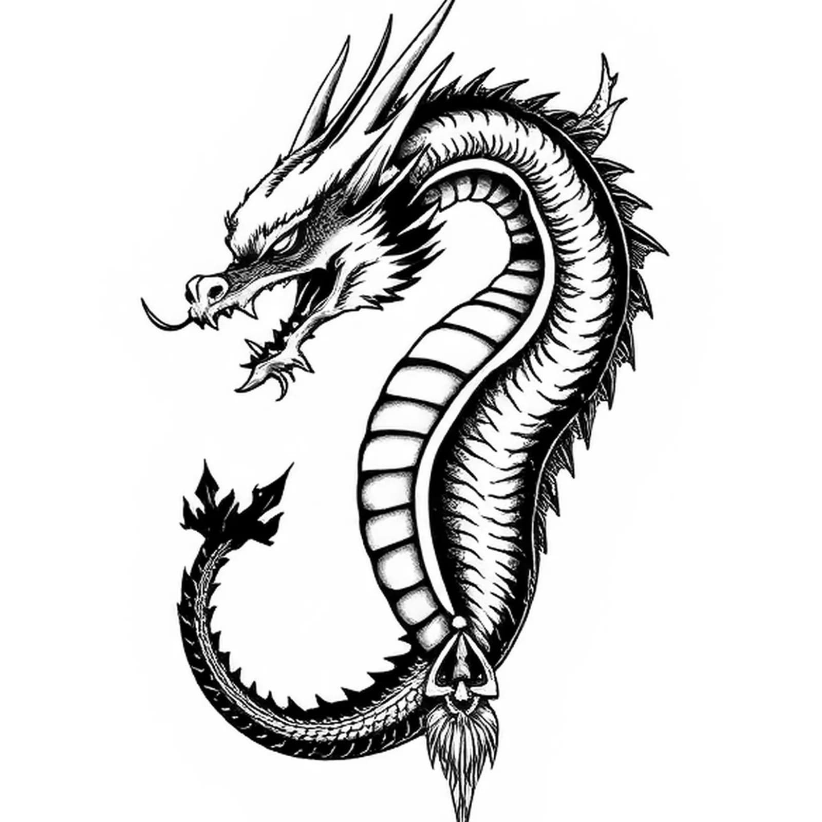 Vertical Rib Dragon tattoo design
