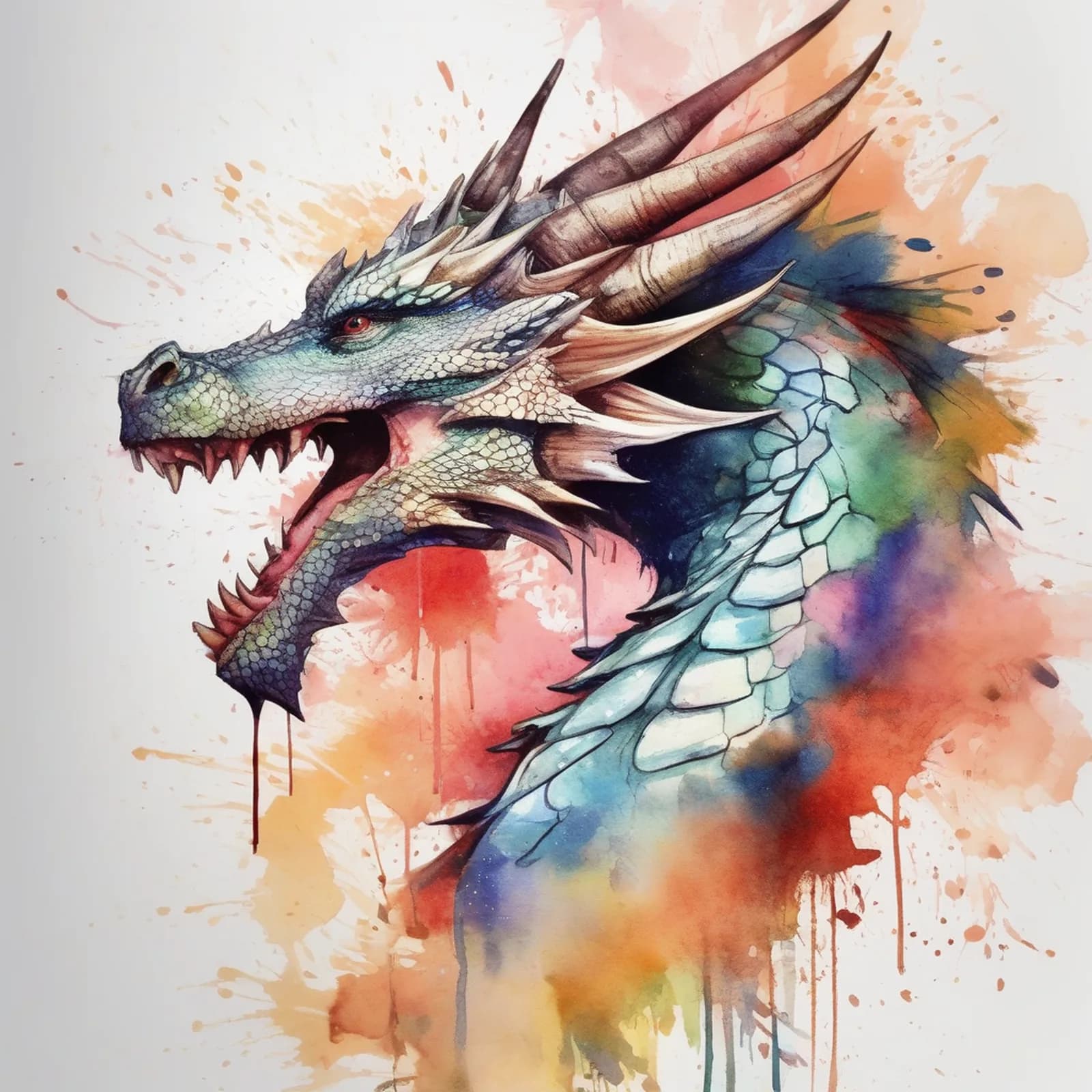 Watercolor Dragon Thigh tattoo design