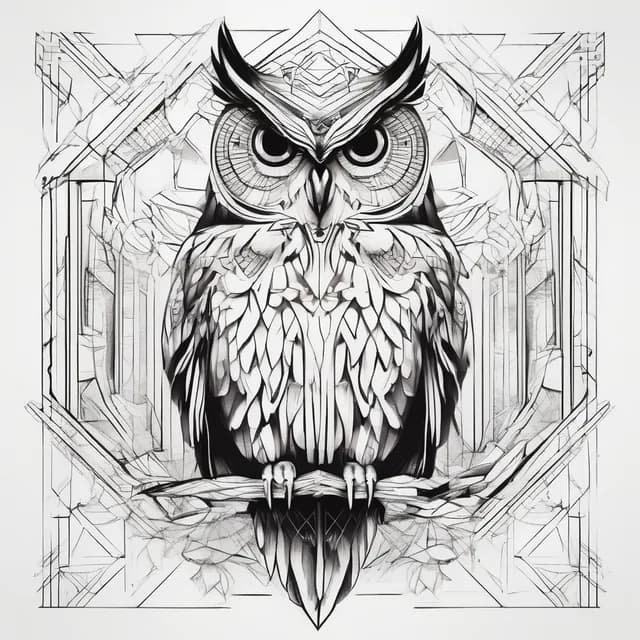 Art Deco Owl tattoo design