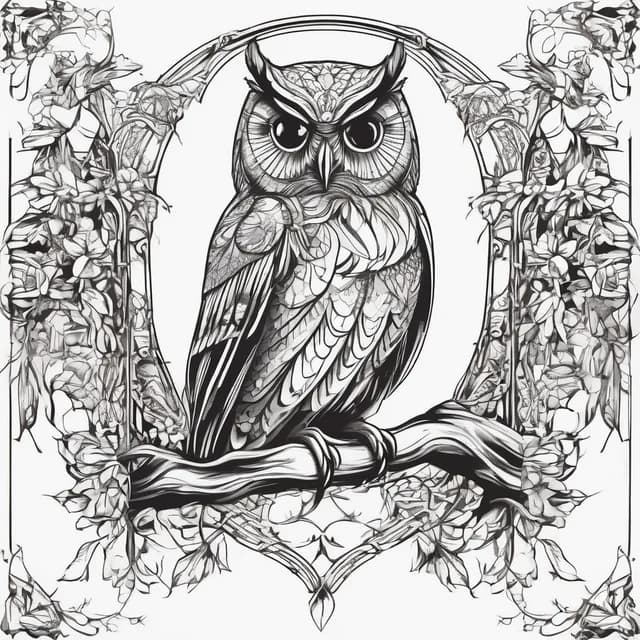 Art Nouveau Owl tattoo design