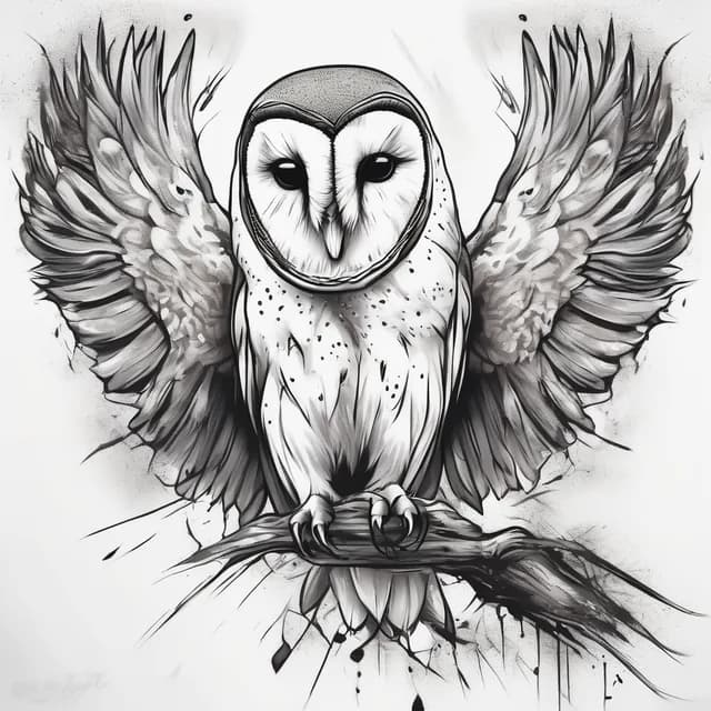 Barn Owl Portrait tattoo design