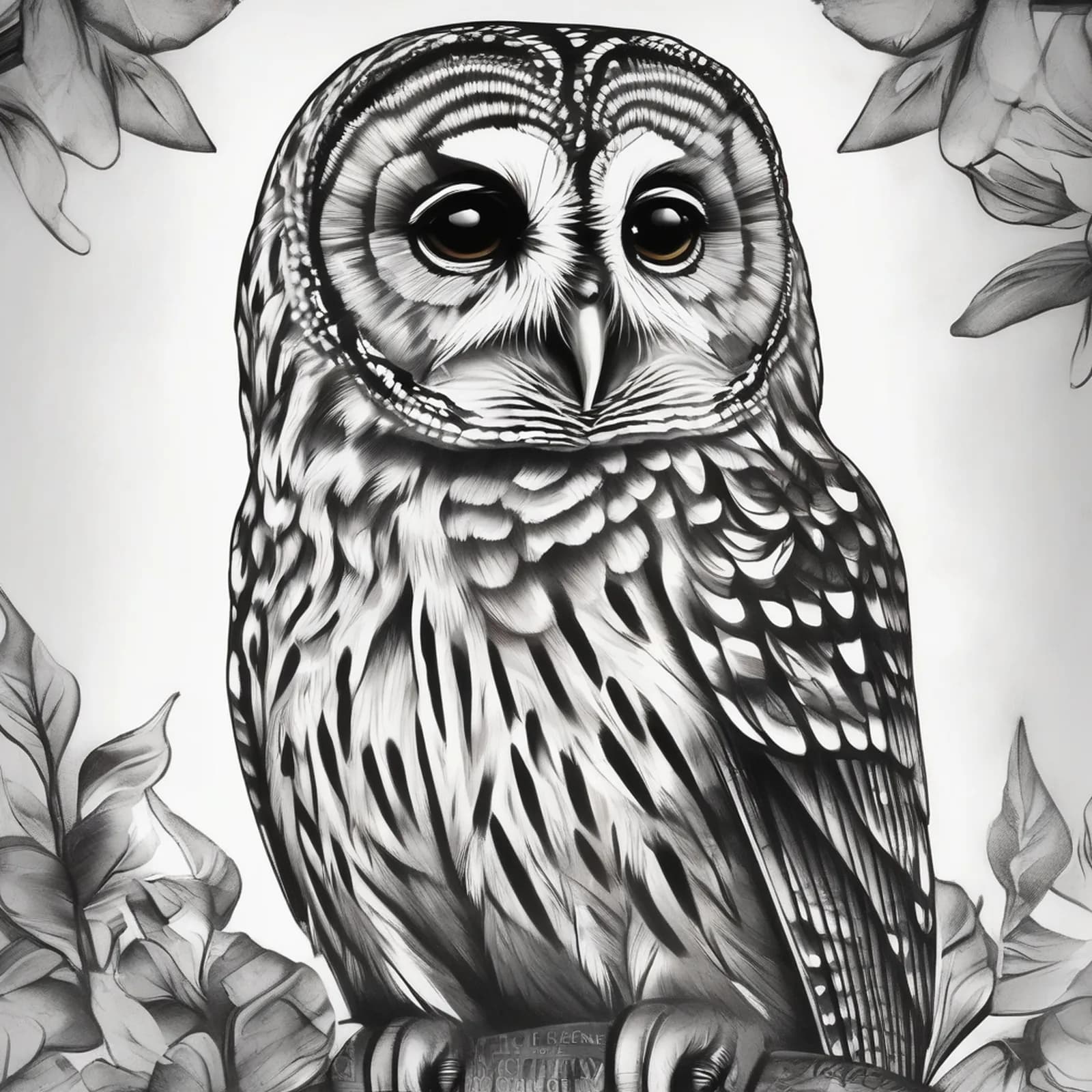 Barred Owl tattoo design, alternative version 4