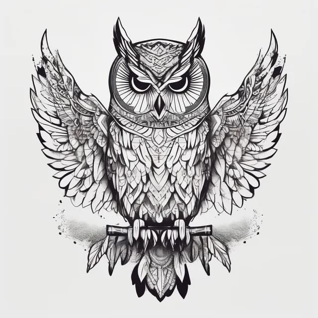 Blackwork Owl tattoo design