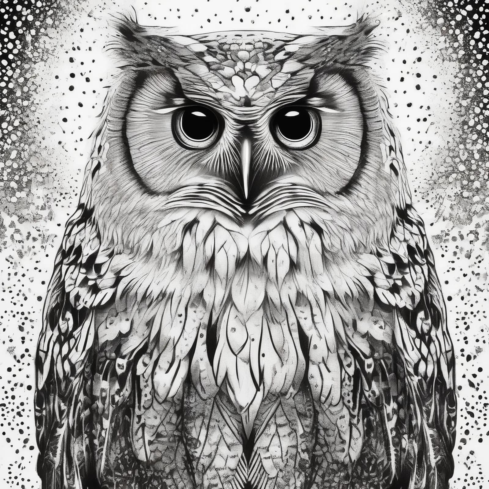 Boreal Owl tattoo design, alternative version 2